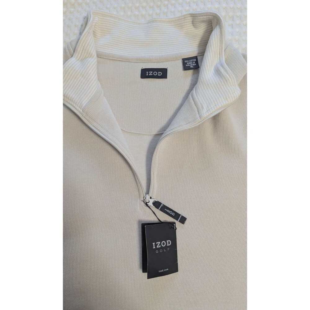 Izod Golf Men's XL Pullover Sweater 1/4 Zip Mock Collar Sandstone NWT - Picture 6 of 11